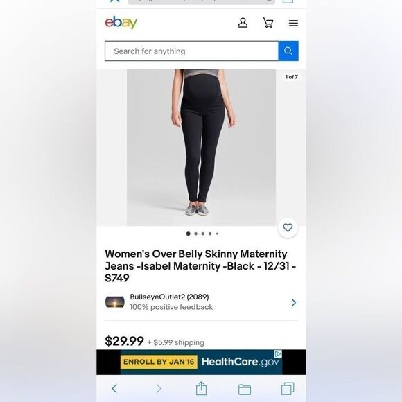 Isabel by Ingrid+isabel Size 12 black over belly skinny maternity jeans NWT - Picture 8 of 10